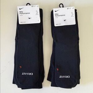 4 Pairs NEW Nike Dri-FIT Soccer Socks in Black Size Large Women 10-13, Men 8-12